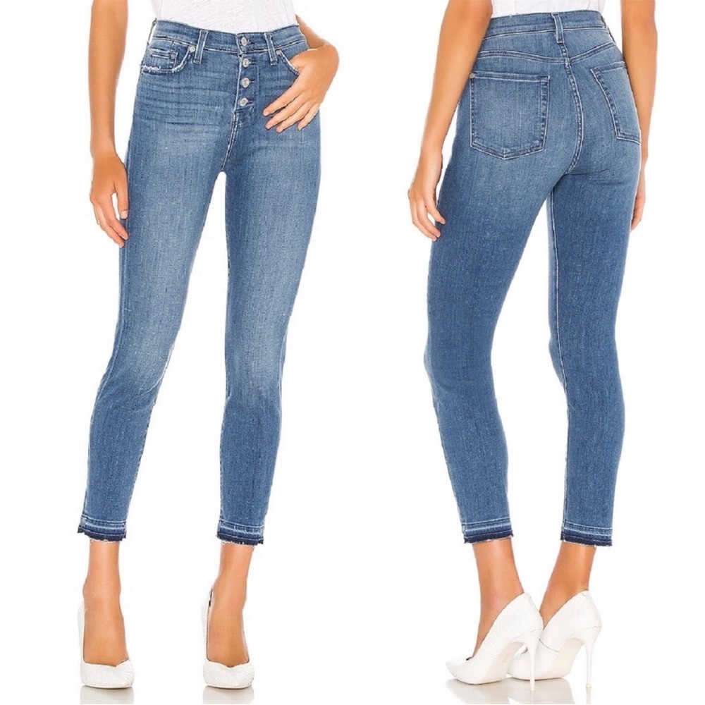 7 For All Mankind High Waist Release Hem Ankle Skinny Jeans